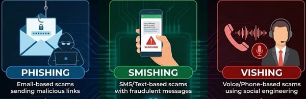 phishing, smishing e vishing